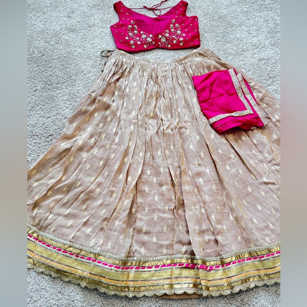 Elegant Beige and Pink Women's lehenga